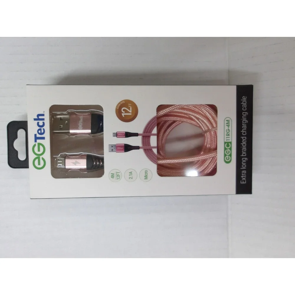 EGTech 12ft Braided Micro USB Charging Cable Rose Gold EGC11RG-4M 2.1A /#26473